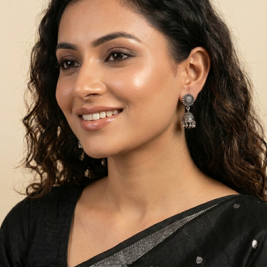Mandala Disc Jhumka Earrings, additional product view 5