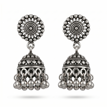 Mandala Disc Jhumka Earrings, front product view