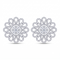 Petal Lattice Stone-Set Solitaire Round Stud Earrings, front product view