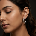 Engraved Segmented Half-Hoop Stud Earrings, additional product view 3