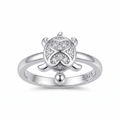 Silvme petal shell turtle 925 sterling silver ring for women with petal-shaped shell traced with tiny stones