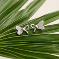 Bow Heart Stone-Set Stud Earrings, close-up detail