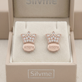 Rose-Gold-Tone Crown Stone-Set Stud Earrings, additional product view 6
