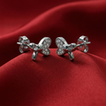 Bow Heart Stone-Set Stud Earrings, close-up detail, view 3