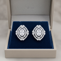 Double Halo Oval Stone-Set Solitaire Stud Earrings, additional product view 7