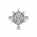 Silvme petite turtle 925 sterling silver ring for women with small stone-set shell on an open silver band