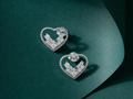 Open-Heart Stone-Set Stud Earrings, alternate angle