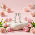 Curved Leaf Stone-Set Stud Earrings, additional product view 7
