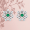 Green Floral Halo Stud Earrings, additional product view 7