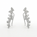 Stone-Set Butterfly Ear Crawler Climber Earrings, front product view