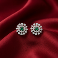 Green Round Sunburst Stud Earrings, additional product view 3