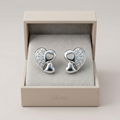 Double-Heart Stud Earrings, close-up detail