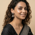 Oxidised Floral Jhumka Earrings, additional product view 8