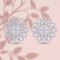 Petal Lattice Stone-Set Solitaire Round Stud Earrings, additional product view 8