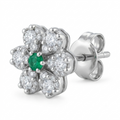 Green-Centre Flower Stud Earrings, alternate angle