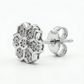 Snowflake Floral PavÃ© Stone-Set Stud Earrings, close-up detail
