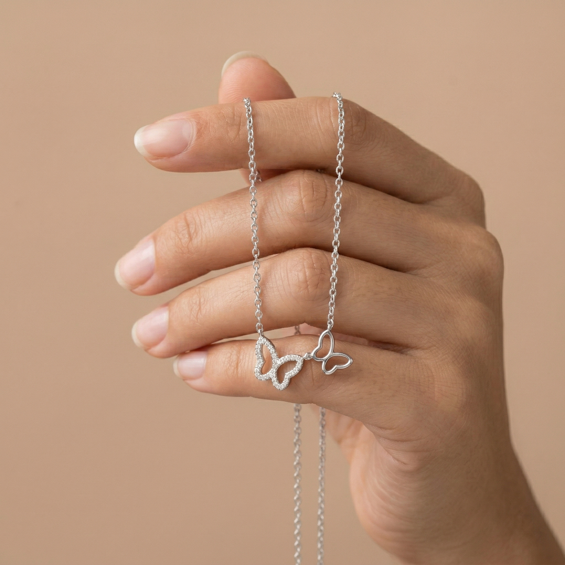 925 sterling silver Double Butterfly Pendant Necklace by Silvme, an elegant accessory for her