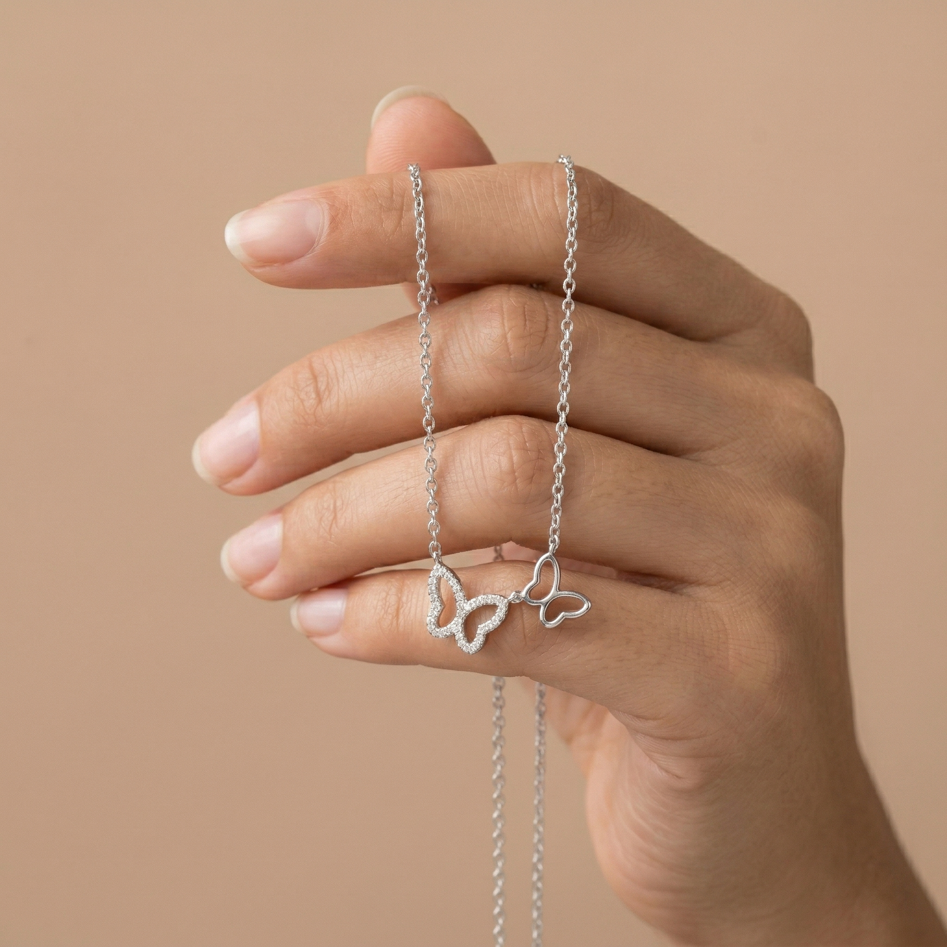 Silvme Double Butterfly Pendant Necklace featuring 925 sterling silver 925 purity, 925 sterling silver jewellery
