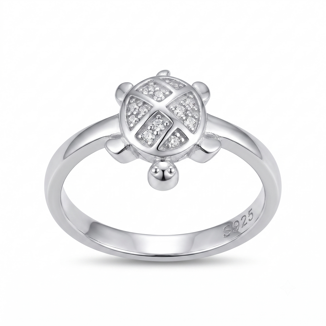 Silvme clover shell turtle 925 sterling silver ring for women with clover-pattern stone shell on an open band