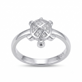 Silvme clover shell turtle 925 sterling silver ring for women with clover-pattern stone shell on an open band