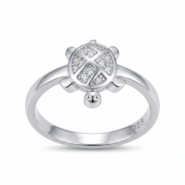 Silvme clover shell turtle 925 sterling silver ring for women with clover-pattern stone shell on an open band