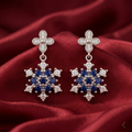 Blue Floral Stone-Set Drop Earrings, additional product view 7