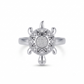 Silvme pave turtle 925 sterling silver ring for women with rounded shell closely lined with small stones