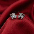 Heart-Shaped Floral Stud Earrings with Detailing, close-up detail, view 5