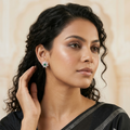 Green Floral Halo Stud Earrings, additional product view 4