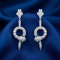 Serpent Snake Statement Stone-Set Drop Earrings, additional product view 6