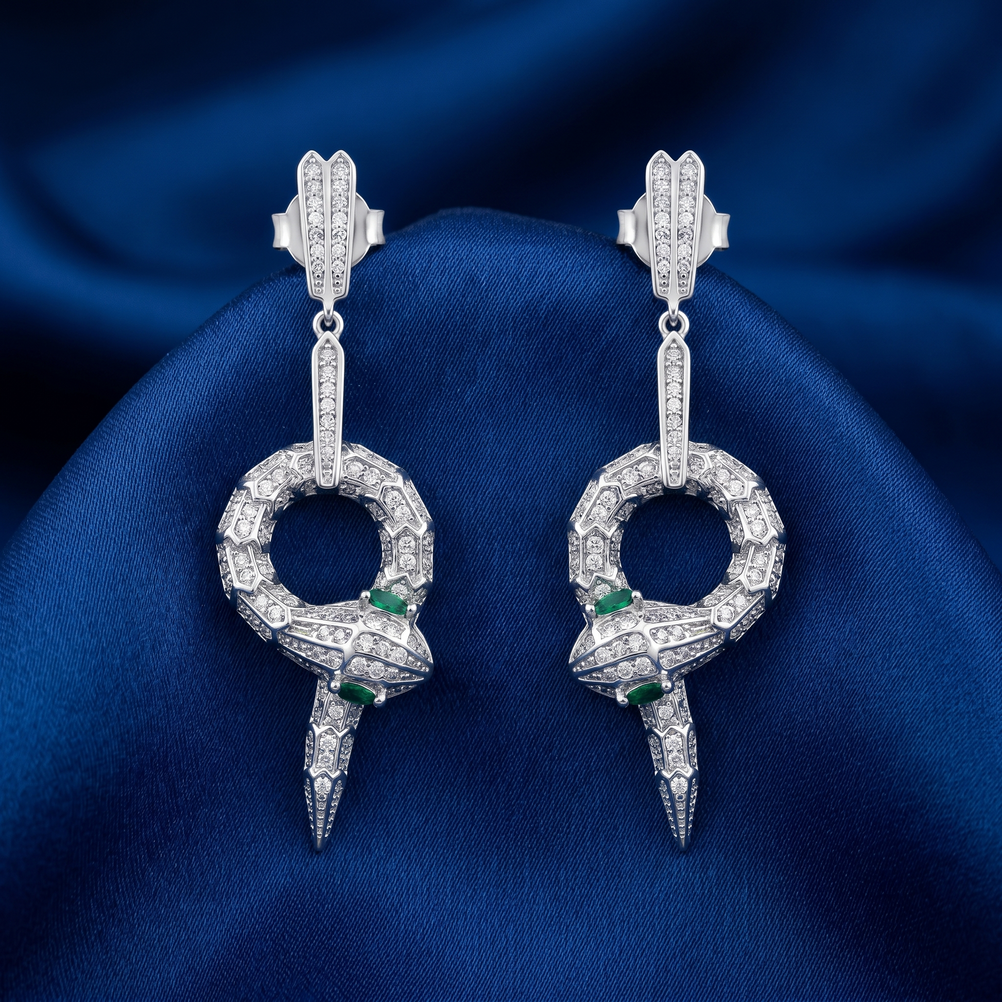 Serpent Snake Statement Stone-Set Drop Earrings, additional product view 6