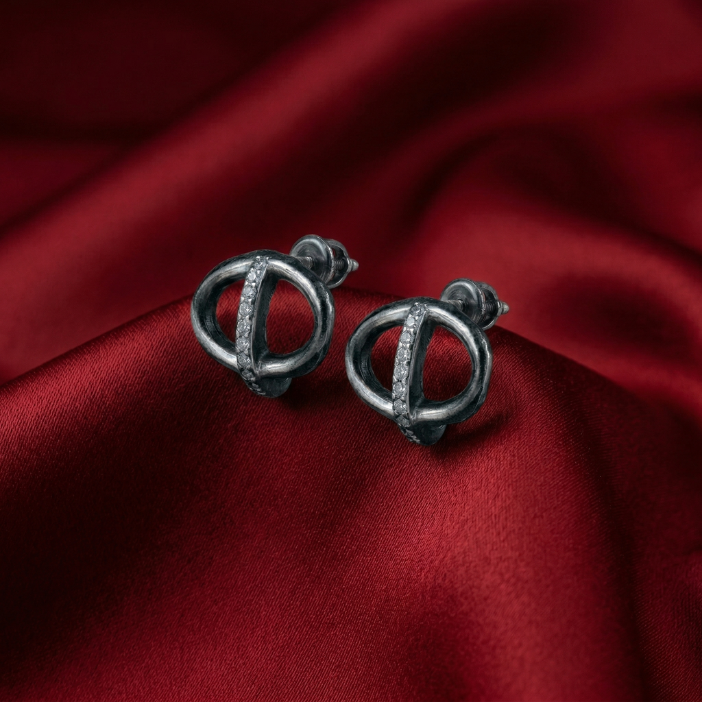 Silvme Pure 925 Silver Interlocking Circle CZ Stud Earrings for Women