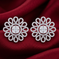 Petal Lattice Stone-Set Solitaire Round Stud Earrings, additional product view 7