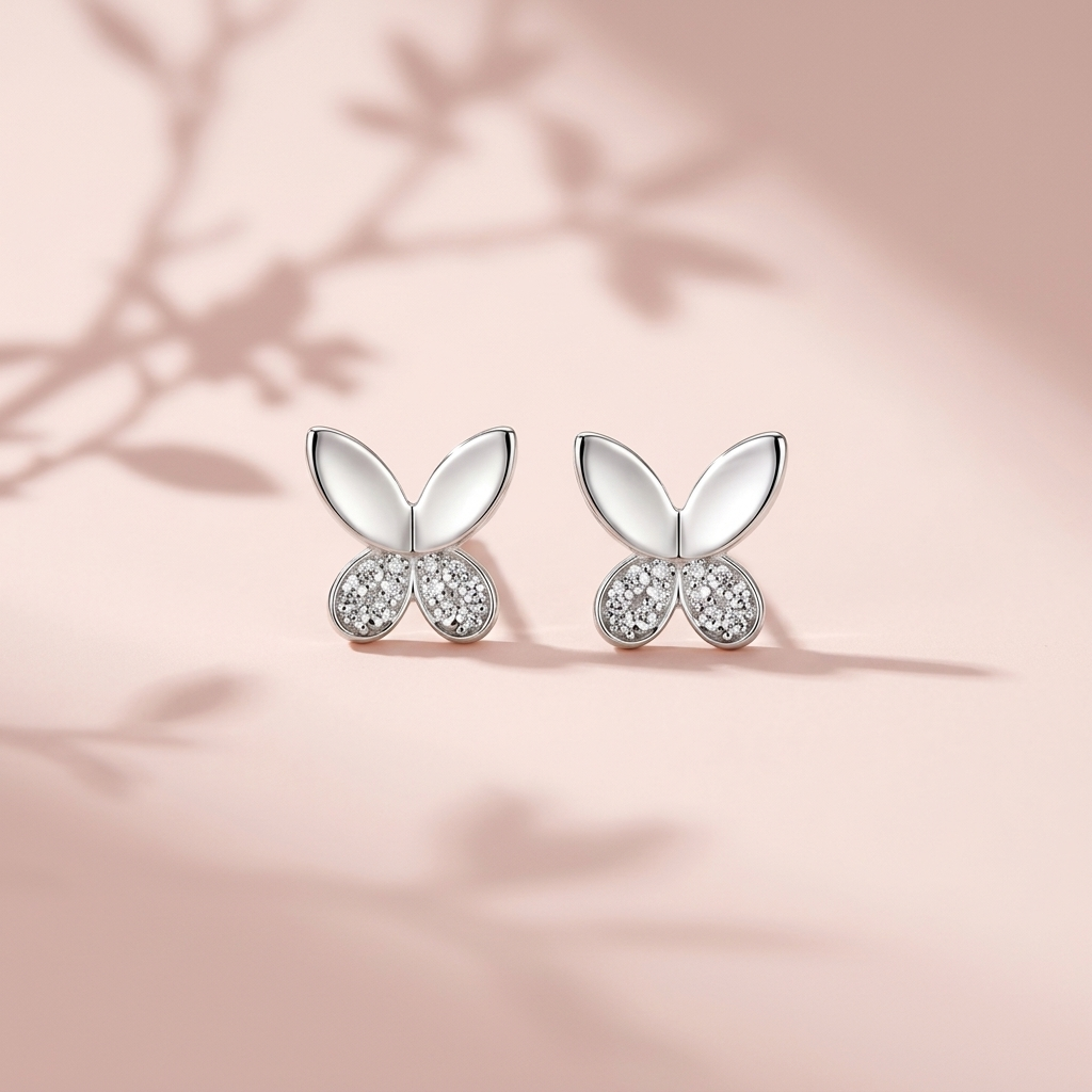 Butterfly Stone-Set Stud Earrings, additional product view 7