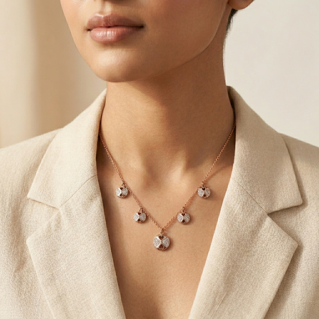 925 sterling silver Heart Circle Pendant Necklace by Silvme, made for Diwali festive wear, refined silver accessory