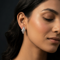 Three Stone Stone-Set Bypass Stud Earrings, additional product view 6