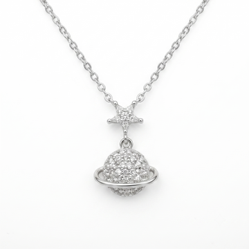 Silvme Planet & Star Pendant Necklace, crafted in 925 sterling silver for women, refined silver accessory