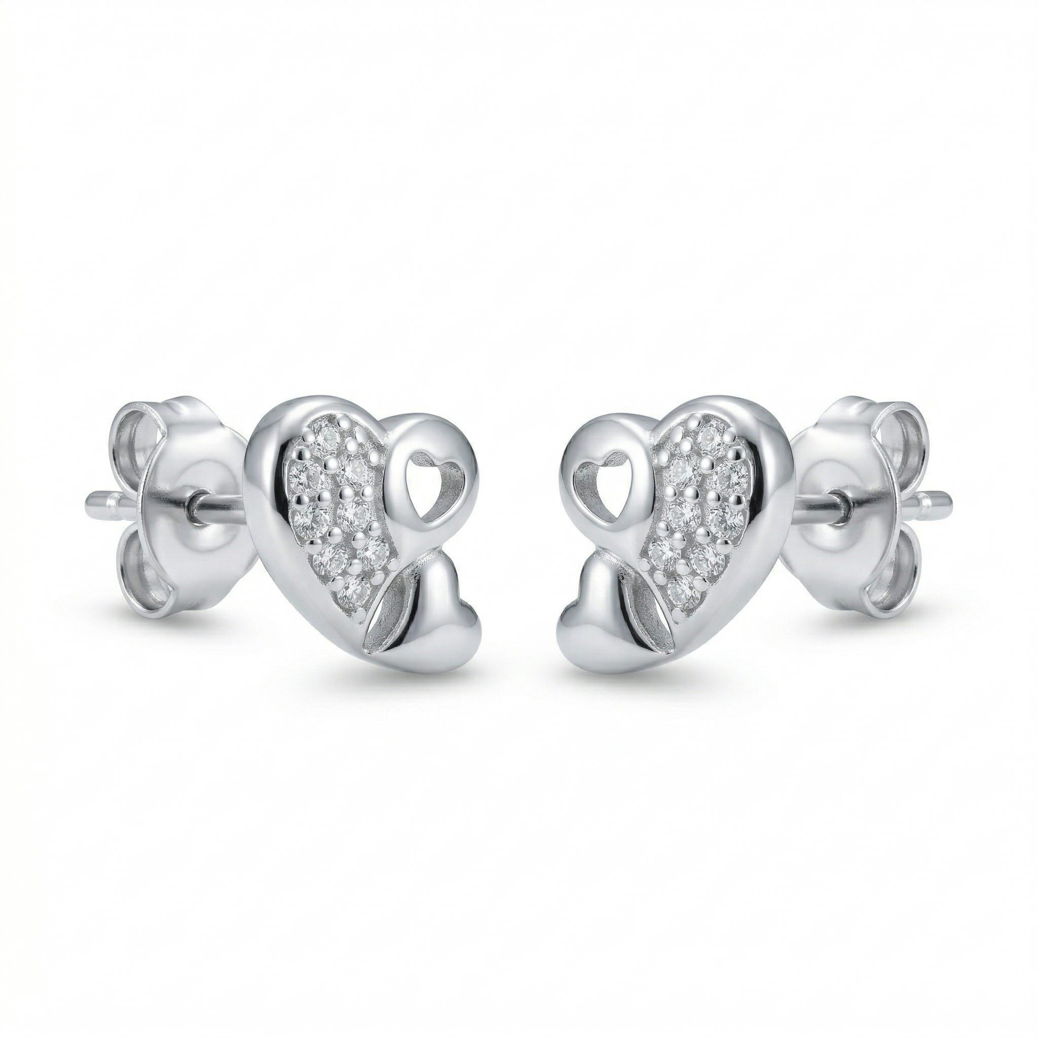 Silvme Pure 925 Sterling Silver Double Heart Earring for Women & Girls