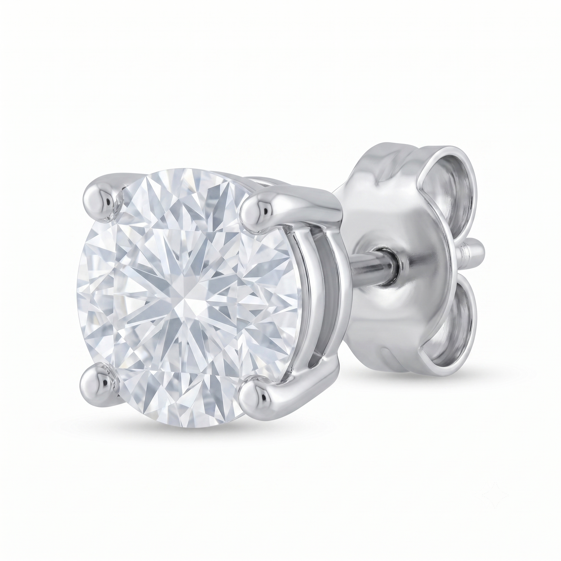 Round Solitaire Stone-Set Stud Earrings, alternate angle