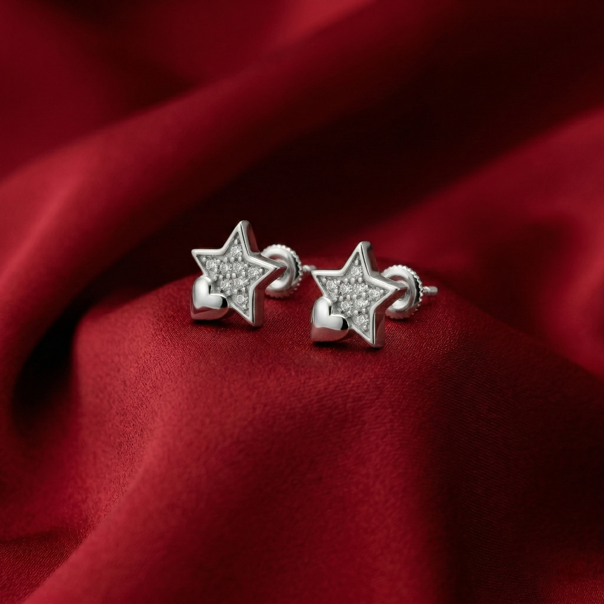 Star & Heart Stone-Set Stud Earrings, additional product view 4
