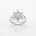 Silvme sunburst turtle 925 sterling silver ring for women with sunburst-lined shell with a stone-set centre