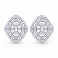 Double Halo Oval Stone-Set Solitaire Stud Earrings, front product view