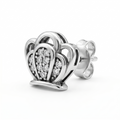 Silvme Pure 925 Sterling Silver Crown-Shaped Pavé CZ Stud Earrings for Women
