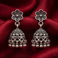 Oxidised Floral Jhumka Earrings, additional product view 4