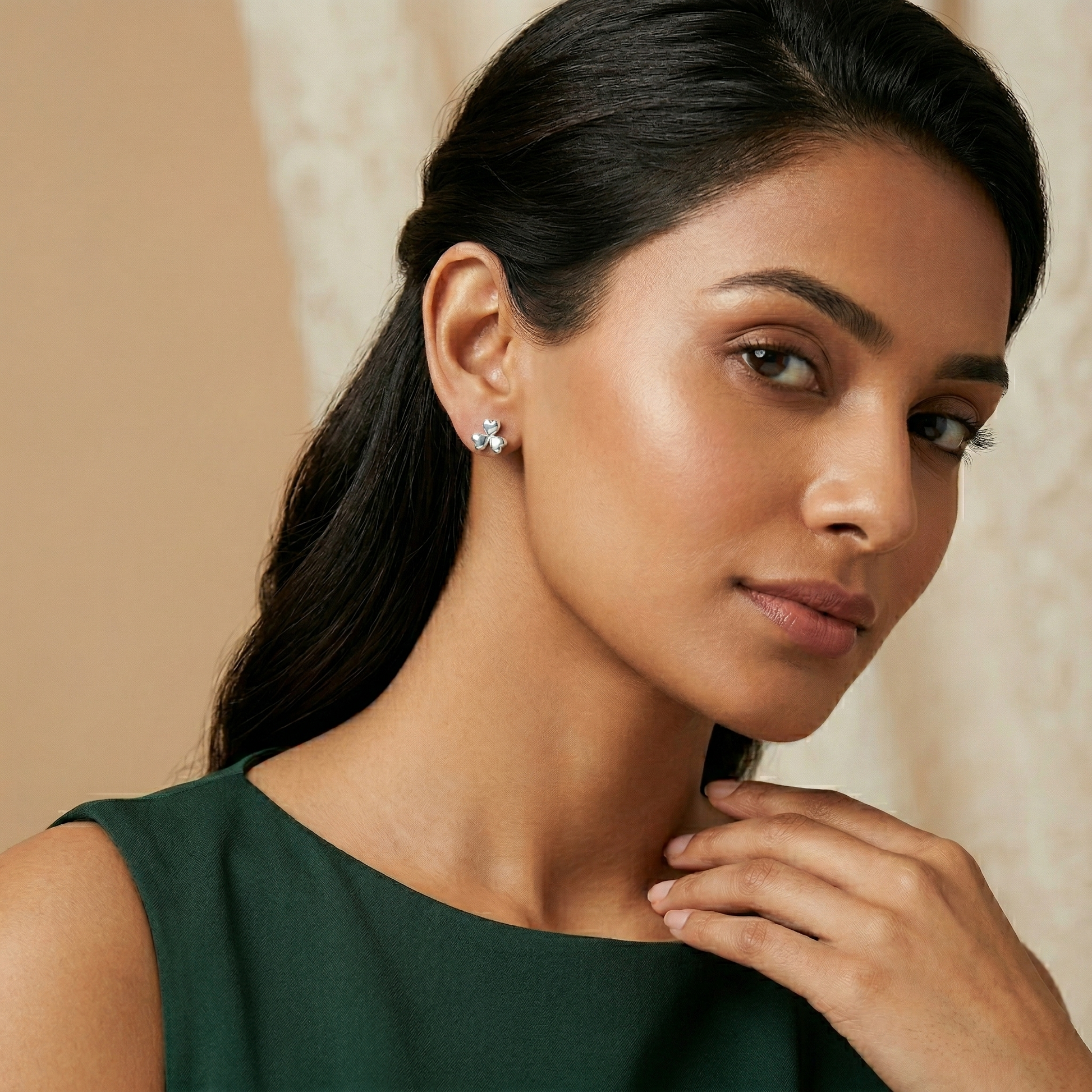 Bow Stone-Set Stud Earrings, additional product view 5