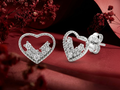Open-Heart Stone-Set Stud Earrings, additional product view 3