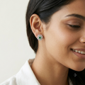 Green Round Sunburst Stud Earrings, additional product view 4