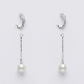 Green-Accent Curved Pearl-Look Accent Drop Earrings, alternate angle
