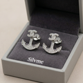 Anchor Dark-Stone Accent Stud Earrings, close-up detail, view 4