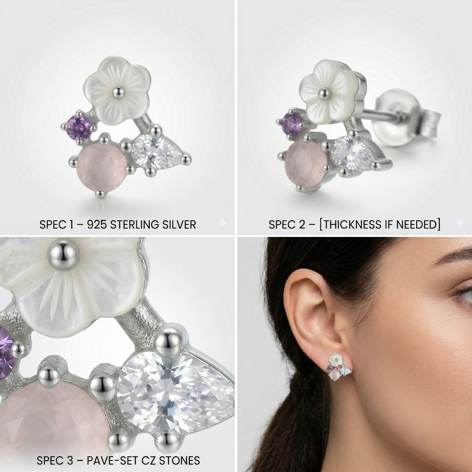 Blossom Breeze Pastel-Cluster Stud Earrings, additional product view 5